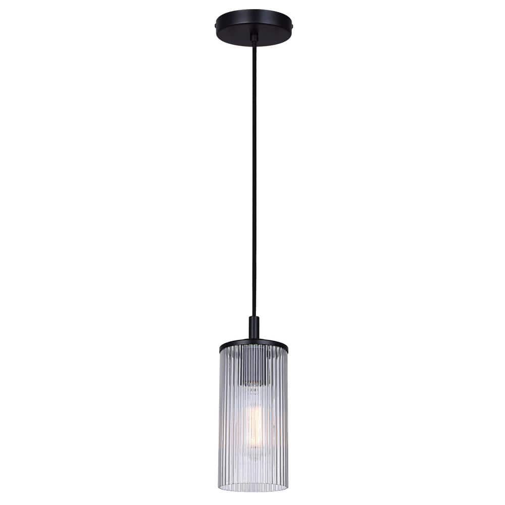 Matte Black and Clear Glass 12.5-60.5" Adjustable Pendant Light