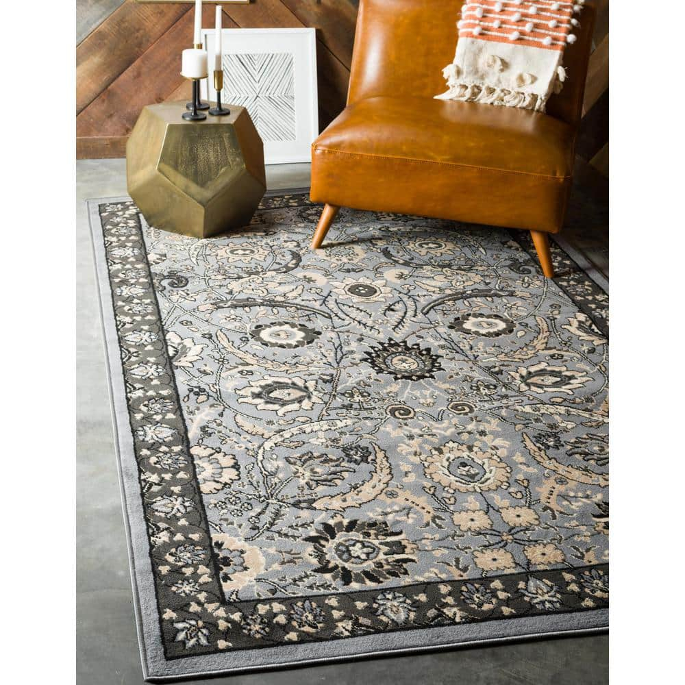 Handmade Espahan Dark Gray Synthetic Rug 4' x 6'