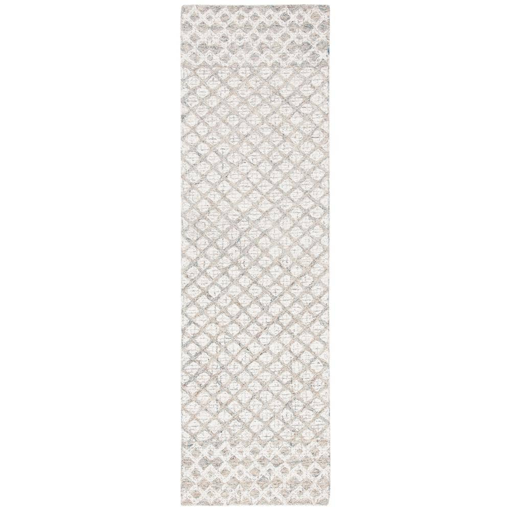 SAFAVIEH Abstract Ryder Abstract Wool Runner Rug, Ivory/Grey, 2'3" x 6'