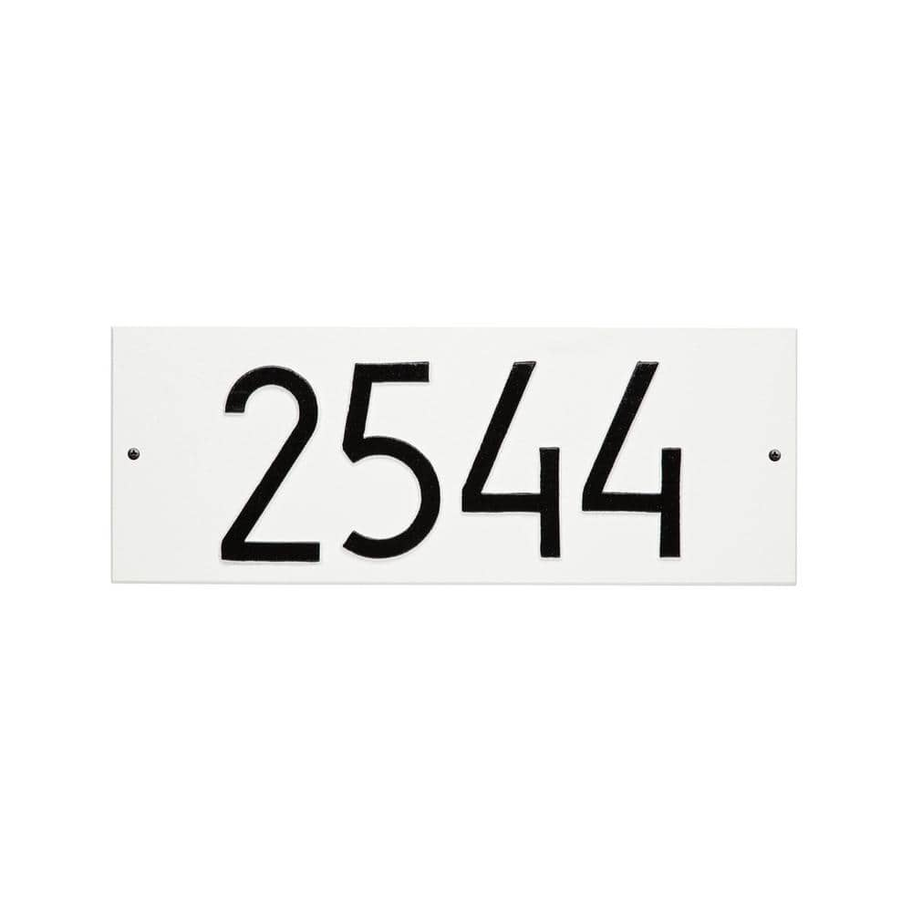 Mid-Century Modern White and Black Aluminum Address Plaque