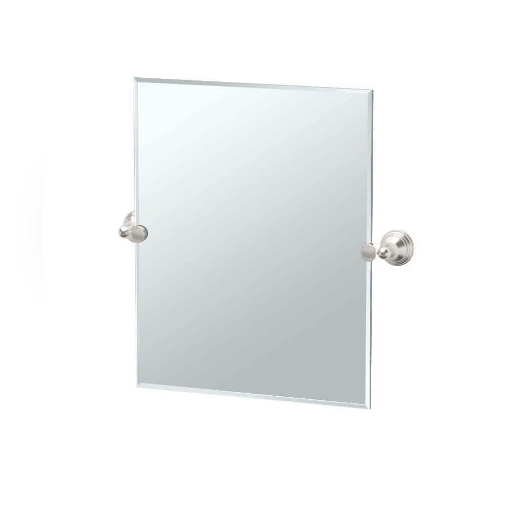 Charlotte Frameless Rectangle Bathroom Vanity Mirror | Pivoting and Beveled Wall Mirror