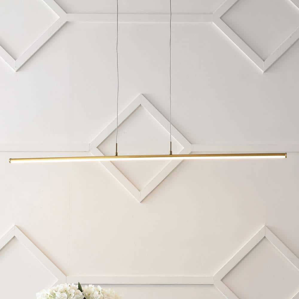 JONATHAN Y JYL7023C Conley 39.5" Adjustable Integrated LED Metal Linear Pendant, Brass Gold for Kitchen, Dining Room, Living Room