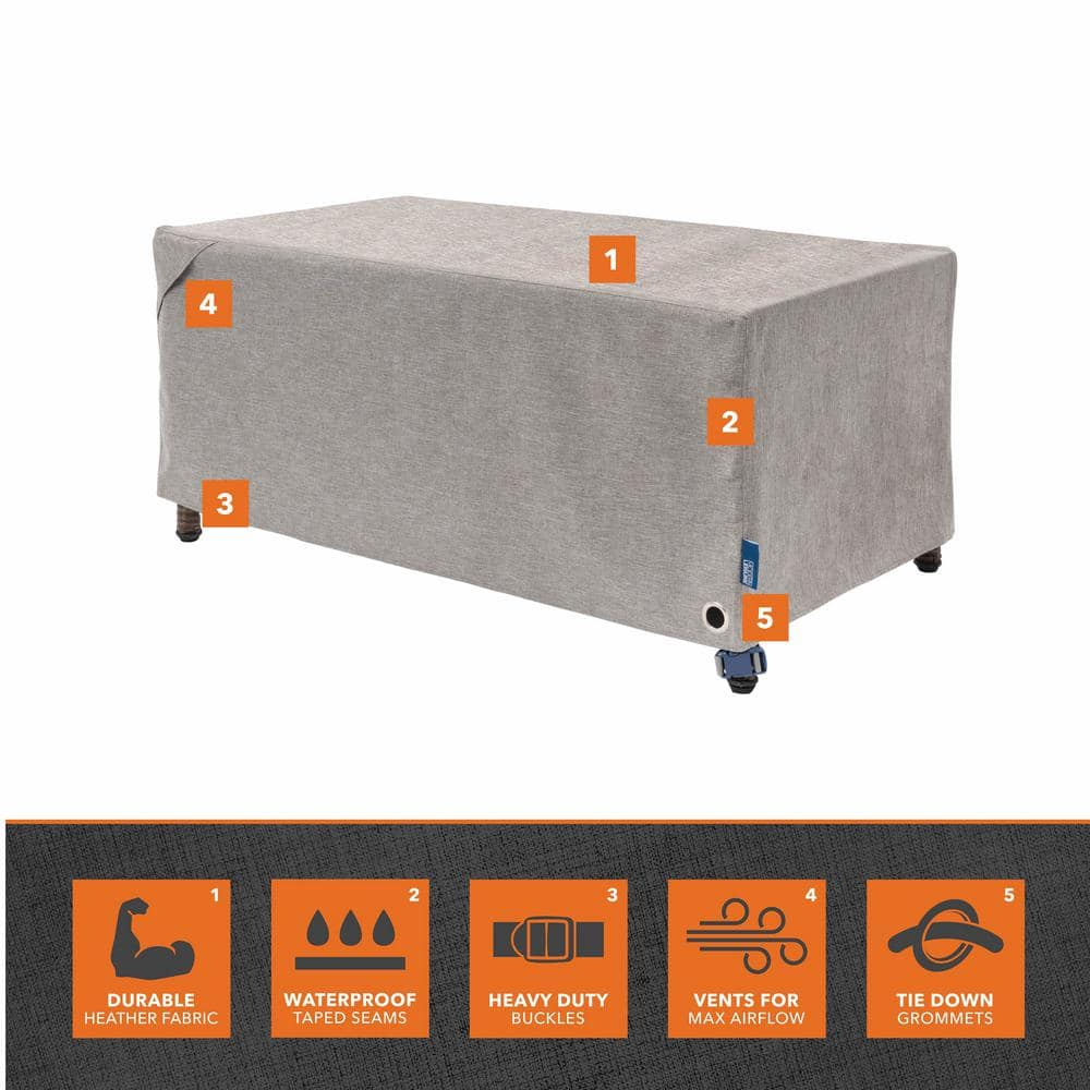 Modern Leisure Garrison Patio Ottoman Cover, Waterproof, 42"L x 22"W x 17"H, Granite Gray
