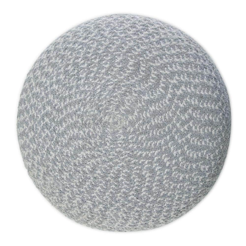 SIMPLIHOME Bayley Boho Round Braided Pouf in Blue, Natural Cotton for the Living Room, Bedroom and Kids Room