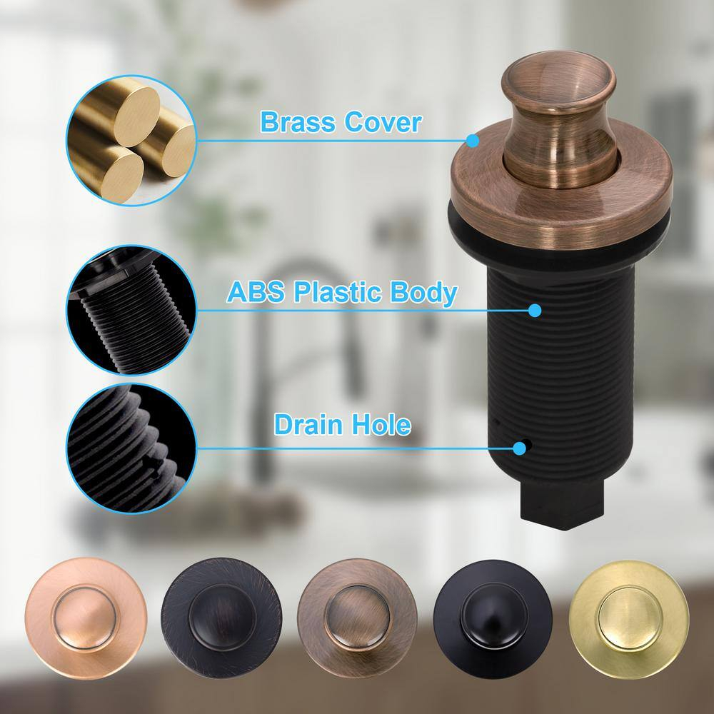 Garbage Disposal Air Switch with Air Hose - Solid Brass Button, Antique Copper Air Switch with Long Button - AK79002