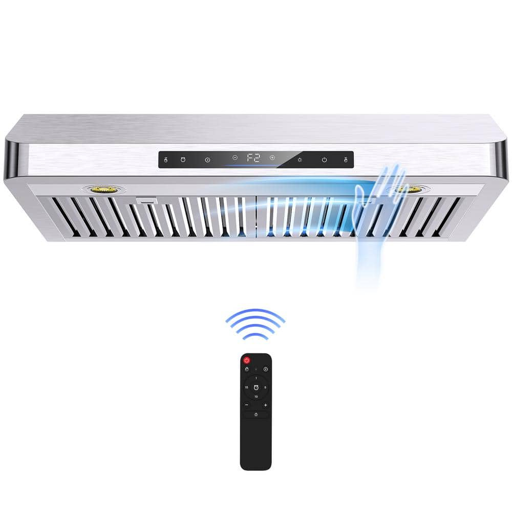 36 in. 900 CFM Ducted Under Cabinet Range Hood in Stainless Steel with Remote Control and LED Lights