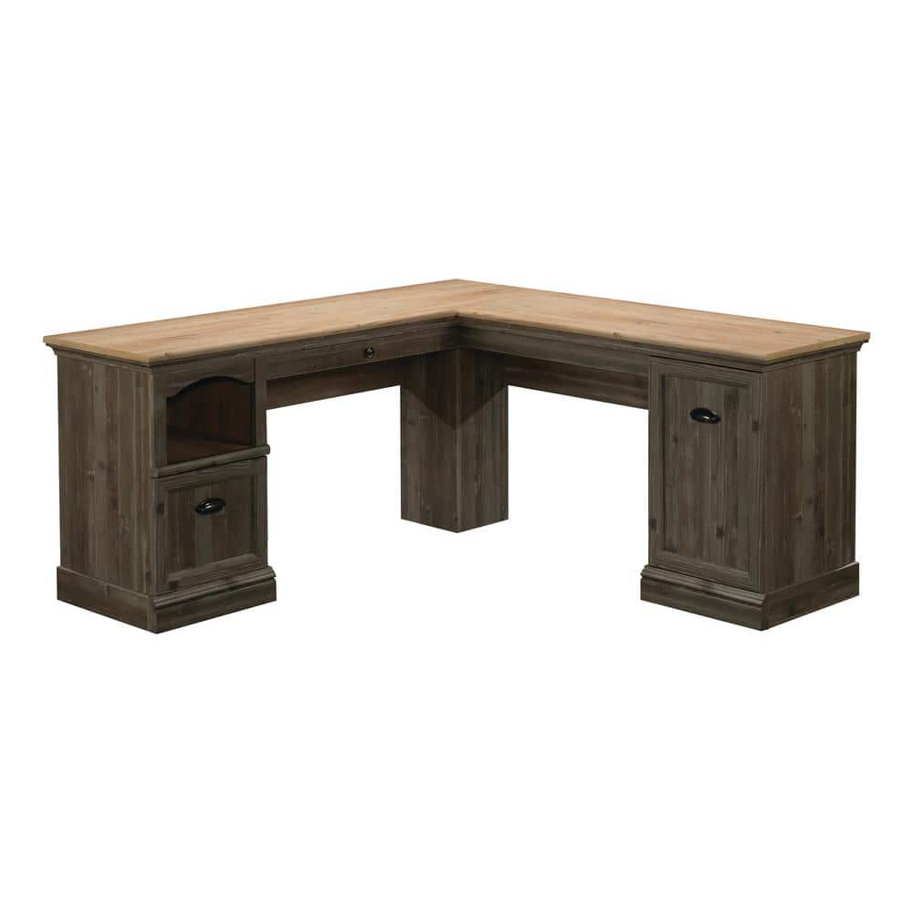 Sauder Sonnet Springs Engineered Wood L-Shaped Desk in Pebble Pine