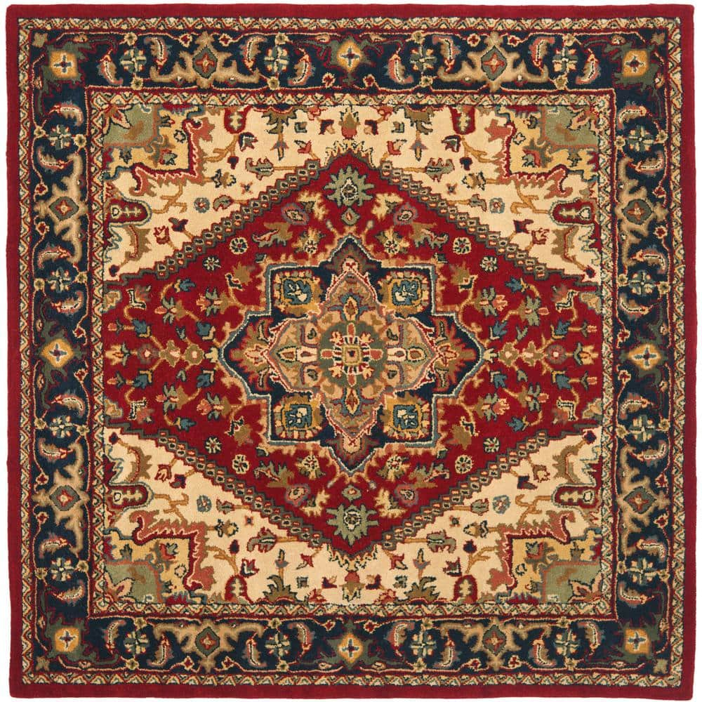 SAFAVIEH Heritage York Oriental Wool Area Rug, Red, 10' x 10' Square