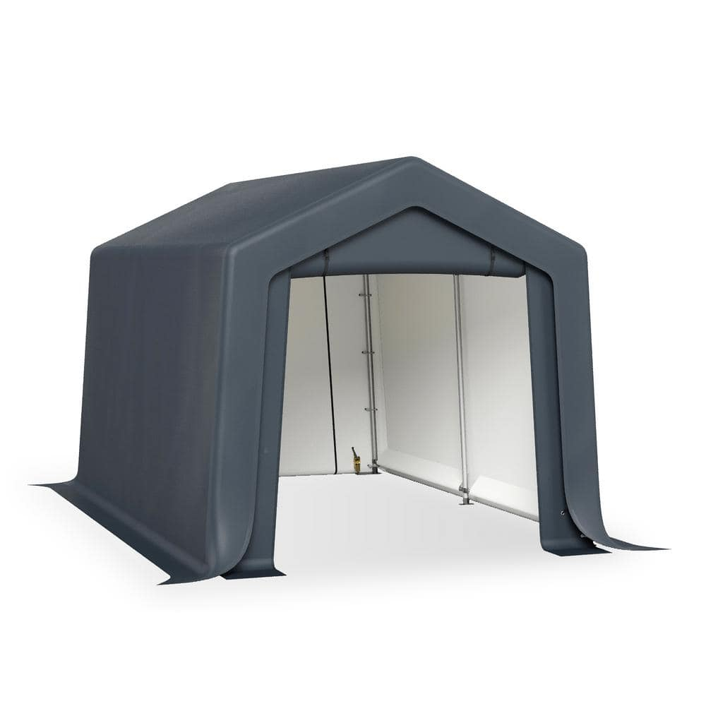 Alpha Joy 8 x 12 x 7.3ft Outdoor Storage Shed Heavy Duty Portable Carport Canopy Shelter, for Bike, Motorcycle, Garden Storage