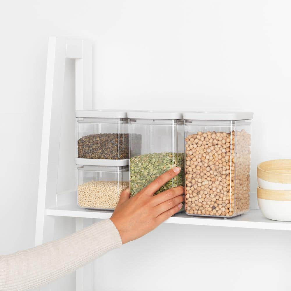 Light Gray BPA-Free Stackable Plastic Kitchen Canister Set