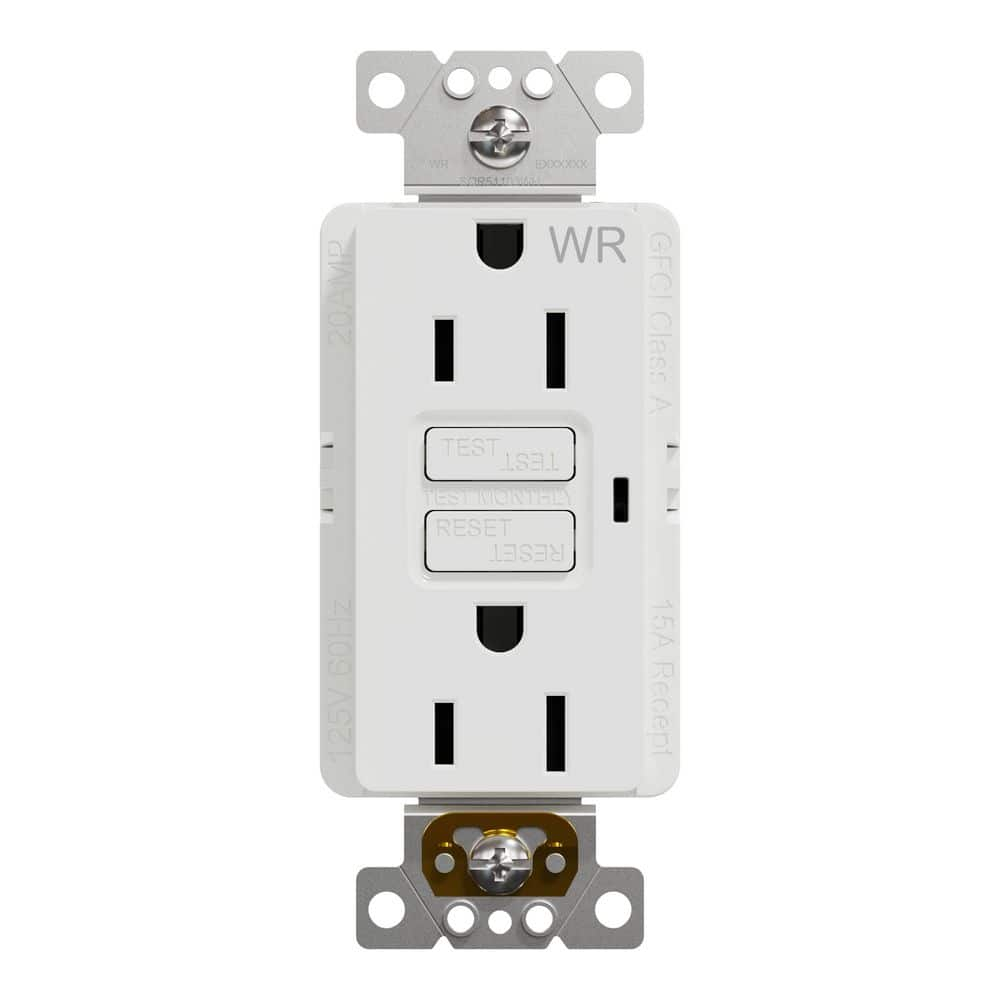 Square D X Series 15 -Amp 125-volt Tamper Resistant Weather Resistant GFCI Residential Decorator Outlet , Matte White
