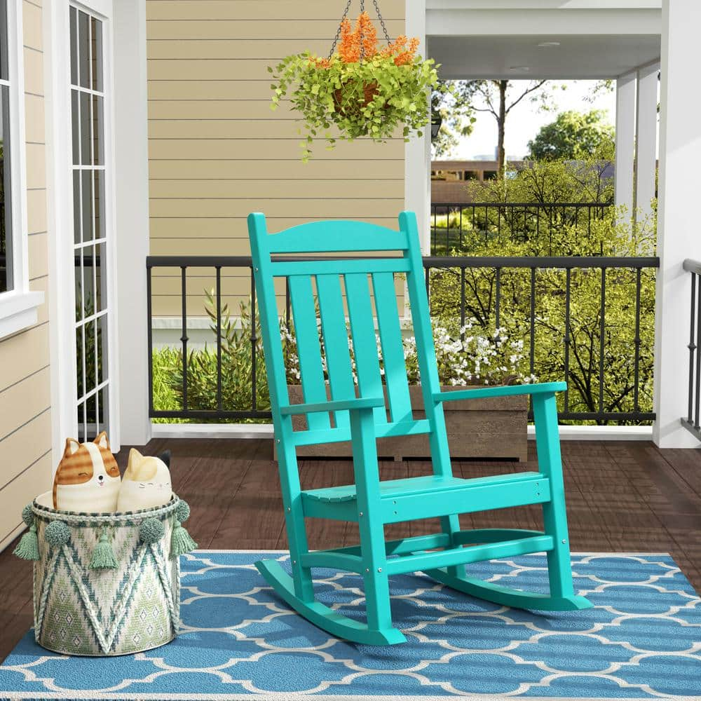 Polytrends  Laguna Hdpe All Weather Outdoor Patio Rocking Chair Turquoise