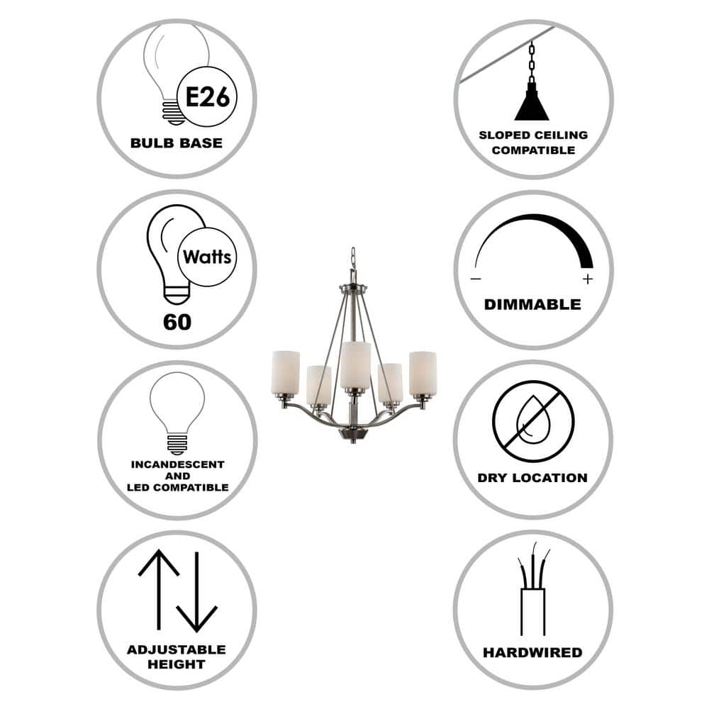 Trans Globe Lighting 70525 Mod Pod 5 Light 25" Wide Chandelier - Nickel