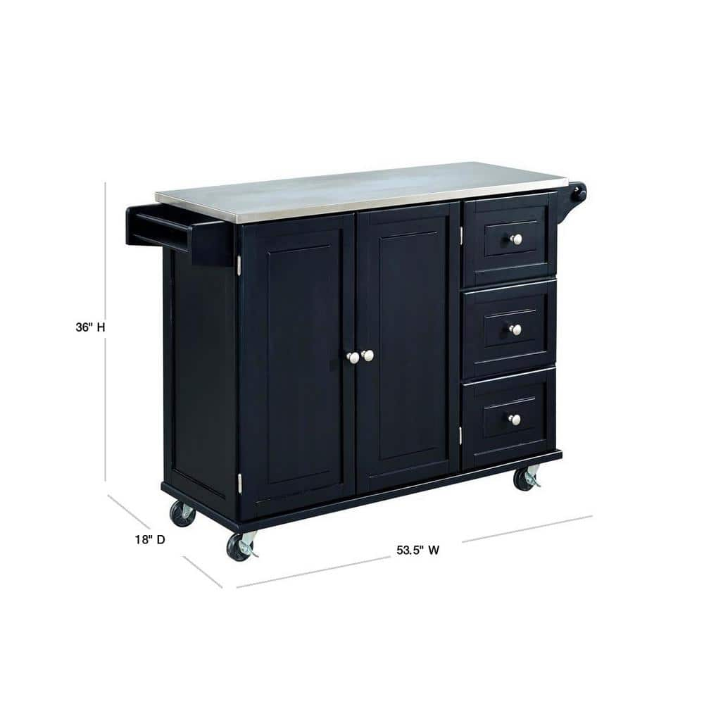 Homestyles Dolly Madison Wood Kitchen Cart in Black