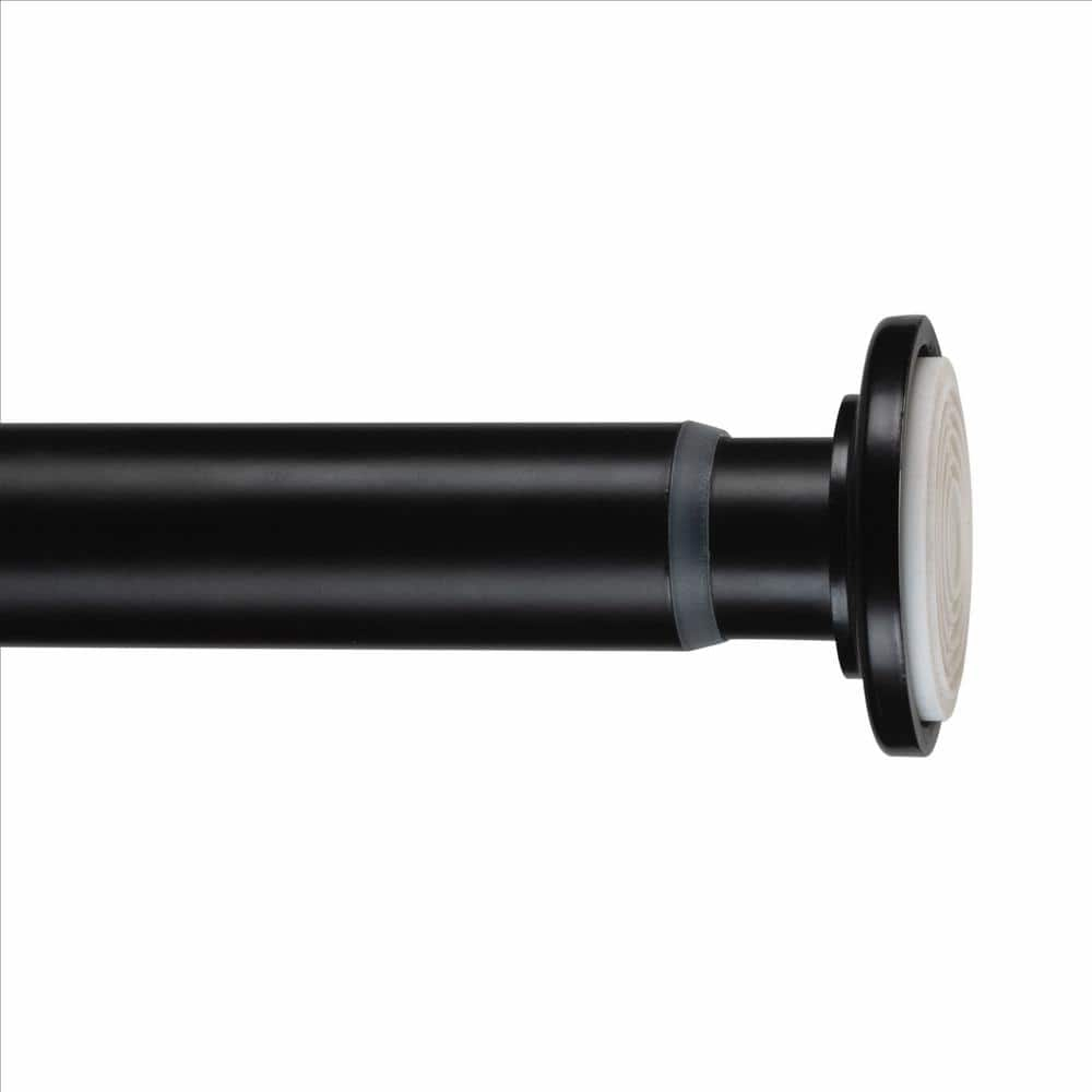 Home Details 24"-42" Adjustable Tension Curtain Rod in Matte Black