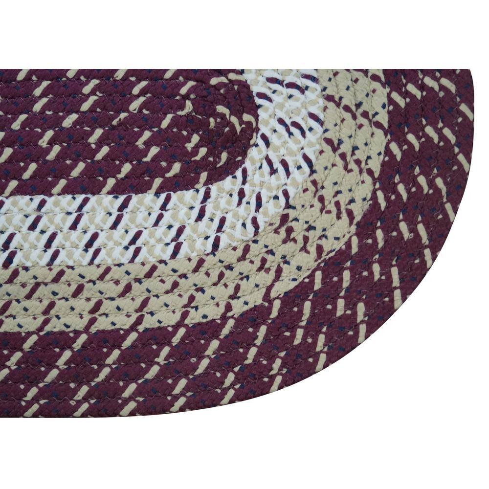 Better Trends Country Polypropylene 64" x 100" Oval  Braided Rug - Burgundy Stripe
