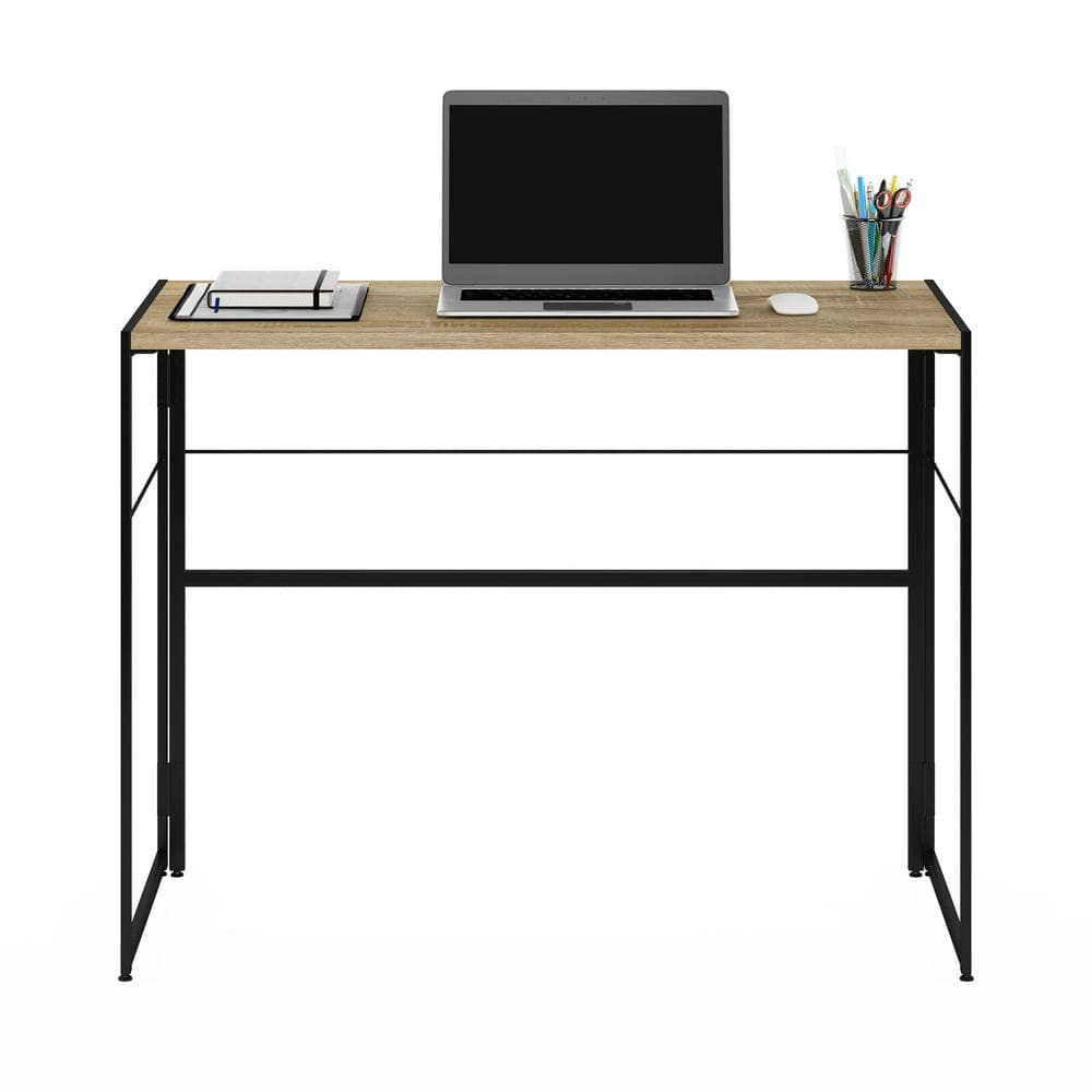 Furinno Riau No Tool Metal Frame Computer Desk, Sonoma Oak/Black