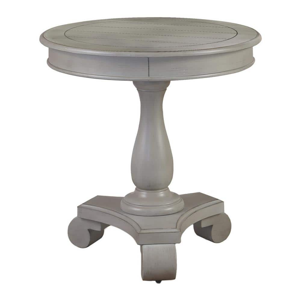 Best Master Furniture Engineered Wood Round End Table in Antique Gray