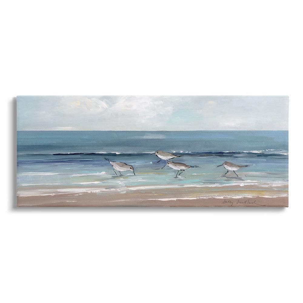 Stupell Industries Sandpipers Birds Cloudy Sky Beach Shore Painting, 24 x 10, Design by Sally Swatland