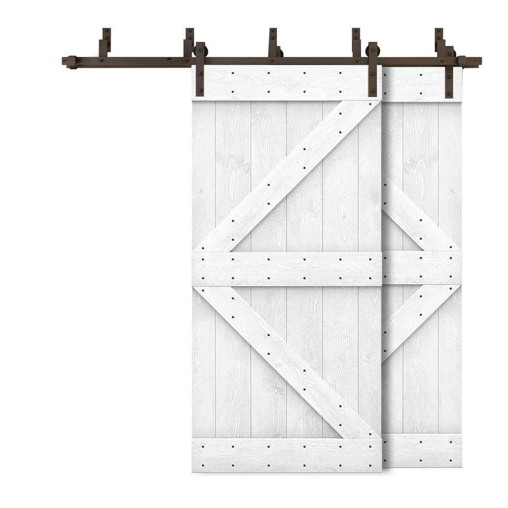 Calhome 84'' Solid Wood Paneled Painted with Installation Hardware Kit Barn Door