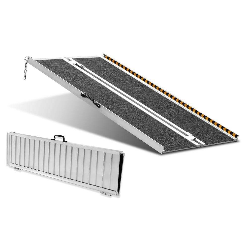 Portable Wheelchair Ramp, 5 ft 800 lbs Capacity, Non-Slip Aluminum Folding Threshold Ramp, Foldable Mobility Scooter Ramp Wheel Chair Ramp, Handicap Ramp for Home Steps, Stairs, Doorways, Curbs
