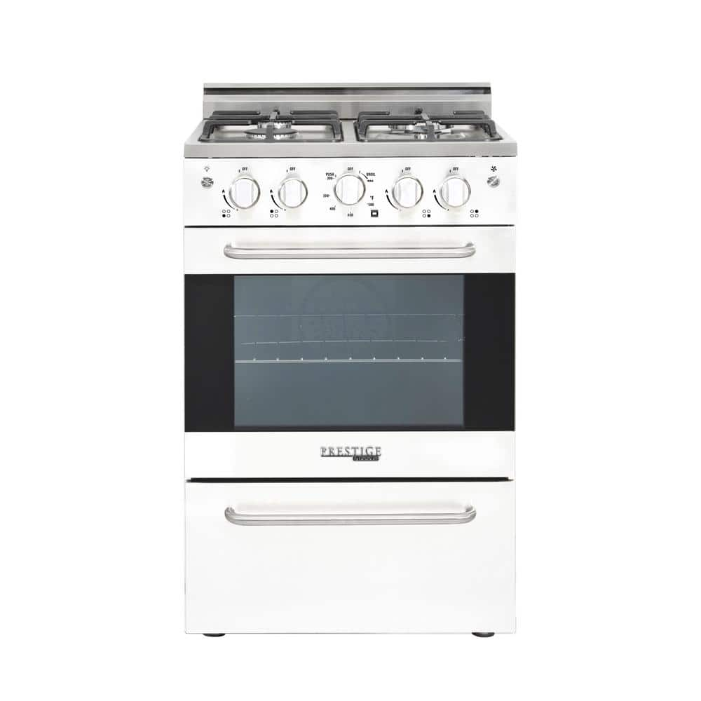 Unique Prestige 24” 2.3 cu ft Double Oven Gas Range in White