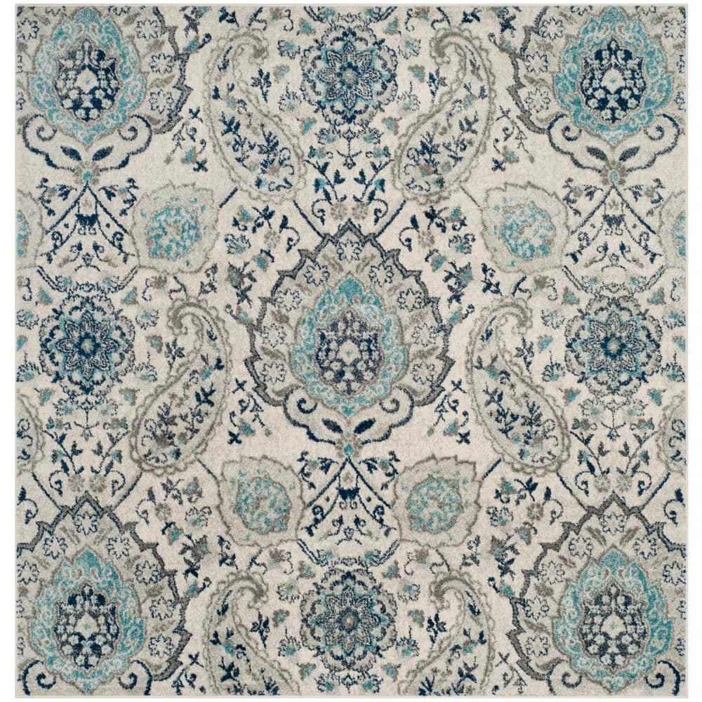 SAFAVIEH Madison Hope Floral Paisley Area Rug, Cream/Light Grey, 10' x 10' Square