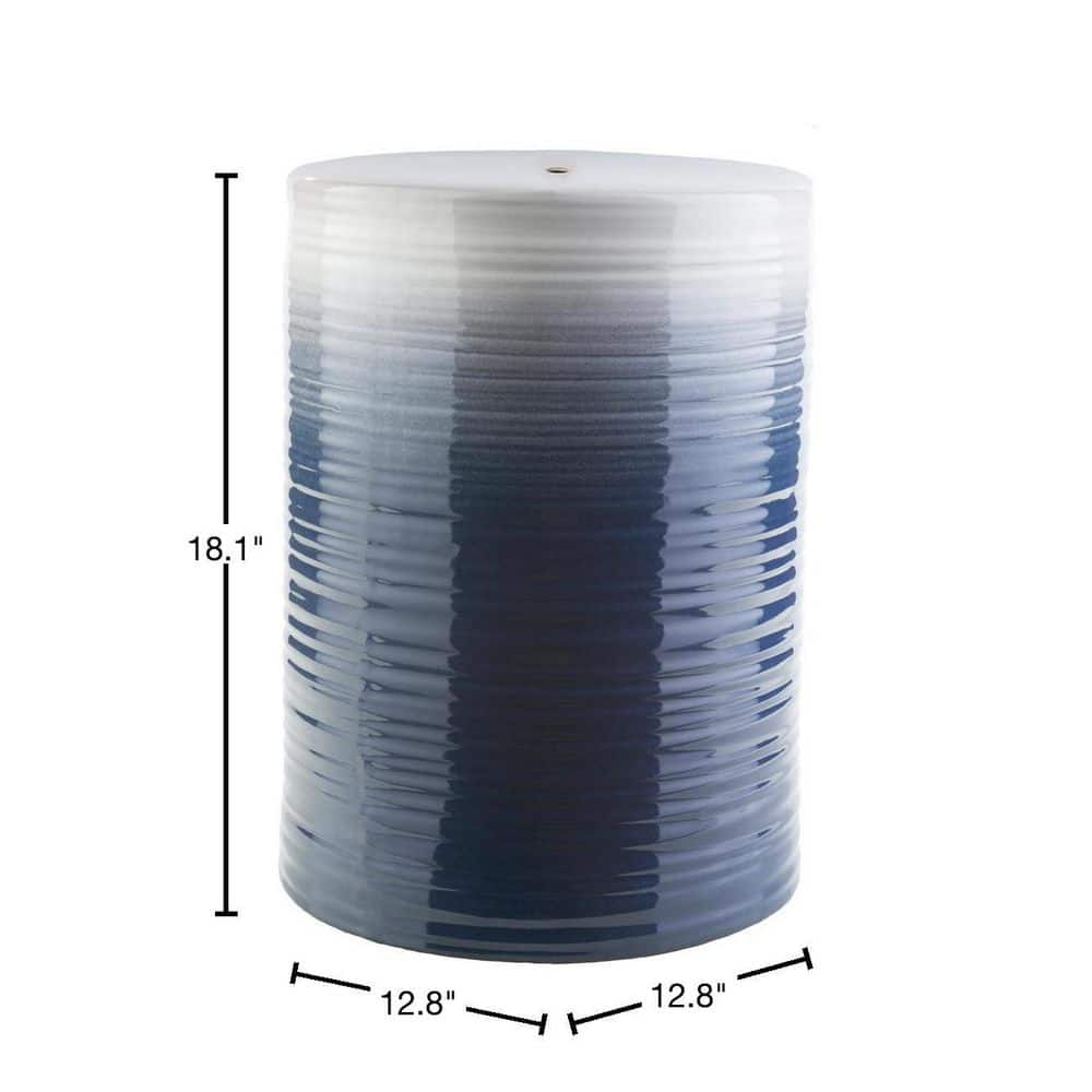 Navy Blue Ceramic Garden Stool with Graduated Glaze