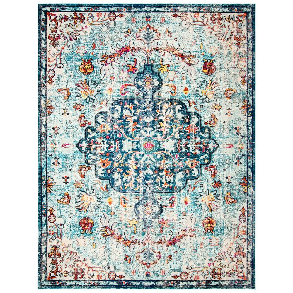 SAFAVIEH Madison Joandra Southwestern Area Rug, Navy/Light Blue, 12' x 15'