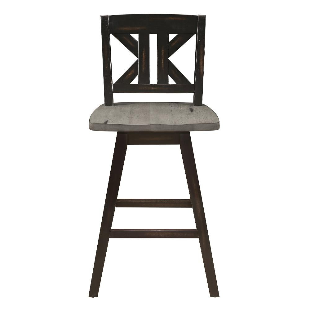 Lexicon Amsonia K-back Counter Height Dining Swivel Chair in Black (Set of 2)