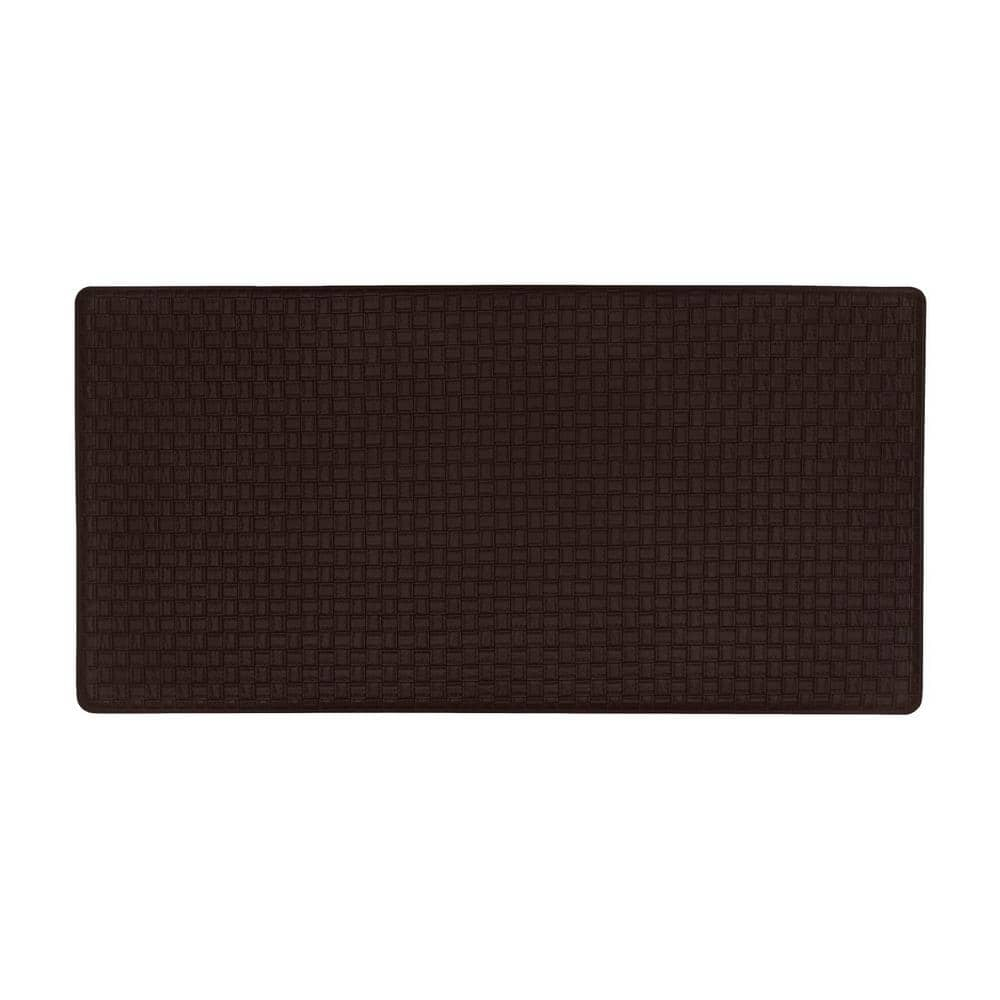 Achim Anti-Fatigue Mat, Woven Embossed Faux Leather Kitchen Solid Rectangle, Black, 20" x 39"