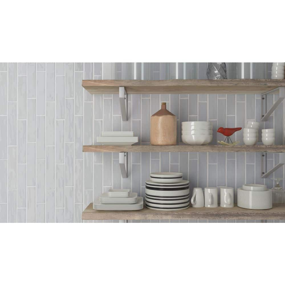 SAMPLE-Compass Dreamy Gray 2-in. x 10-in Subway Glossy Ceramic Wall Tile