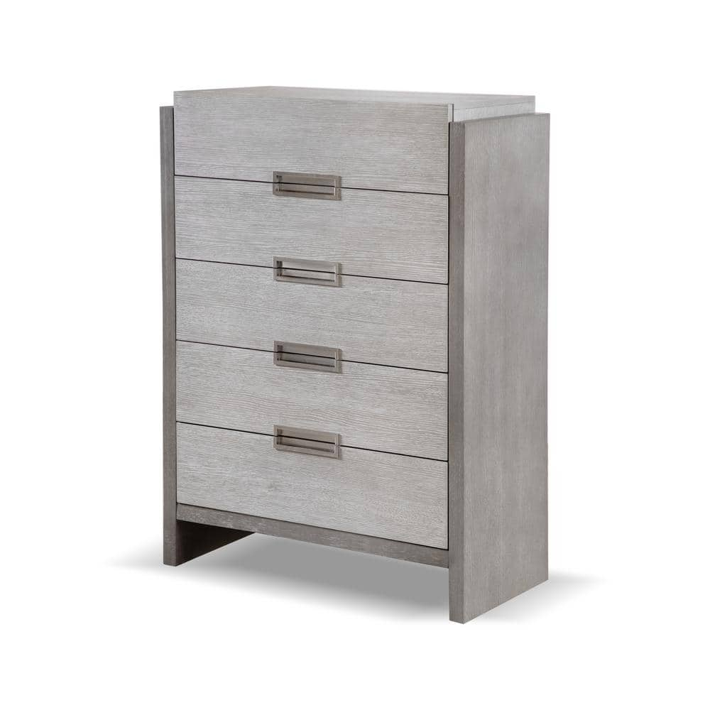 Furniture of America Yasgard 5-Drawer Solid Wood Chest in Gray