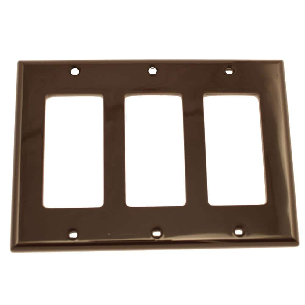 Brown Thermoplastic 3-Gang Decora Wallplate
