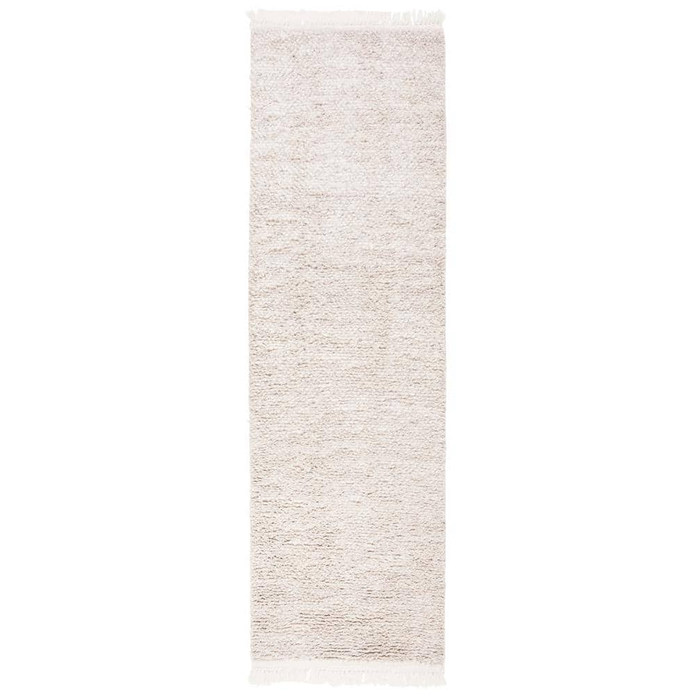 SAFAVIEH Casablanca Claud Solid Wool Runner Rug, Beige, 2'3" x 8'
