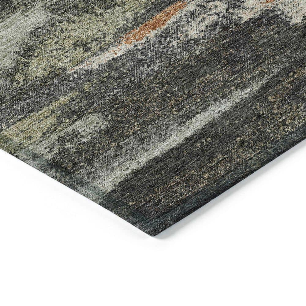 Gray Abstract Flat Woven Washable Rectangular Rug 5' x 7'