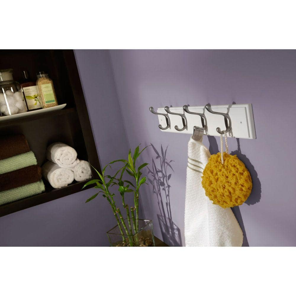 Liberty Hardware 129849 Four Hook Heavy Duty 18" Wide Coat And Hat Rack - White