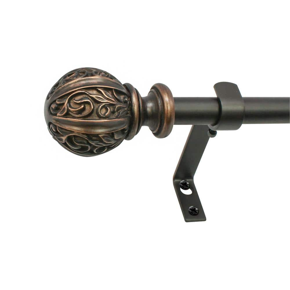 Decopolitan 5/8" Facet Ball Curtain Rod Set, 86 to 128 Inches, Vintage Bronze