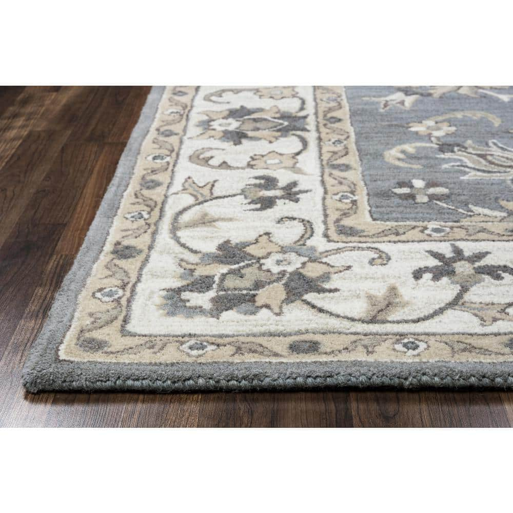 Liberty Grey Hand-Tufted Wool Rectangular Rug 5' x 8'