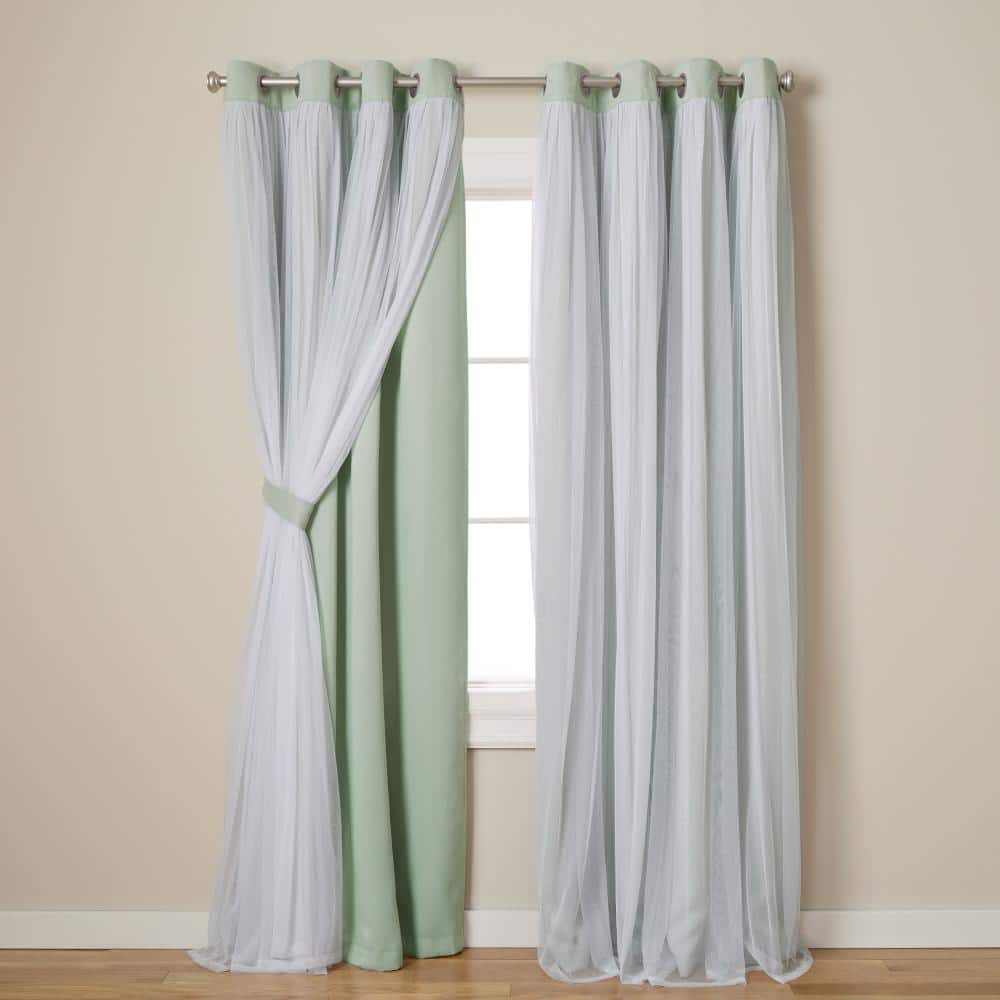 TOWN & COUNTRY LUXE Talia Double Layer Indoor Curtains, Sheer and Room Darkening Blackout, Grommet Top, Energy Efficient, 2-Pack Set, 52"x108", Mint Green