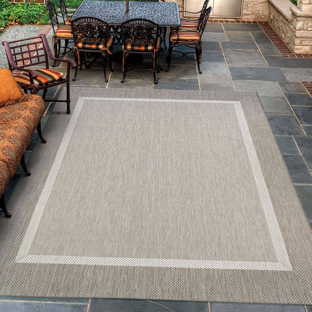 Couristan Recife Stria Texture Indoor / Outdoor Area Rug, Champagne- Taupe, 8'6" Square