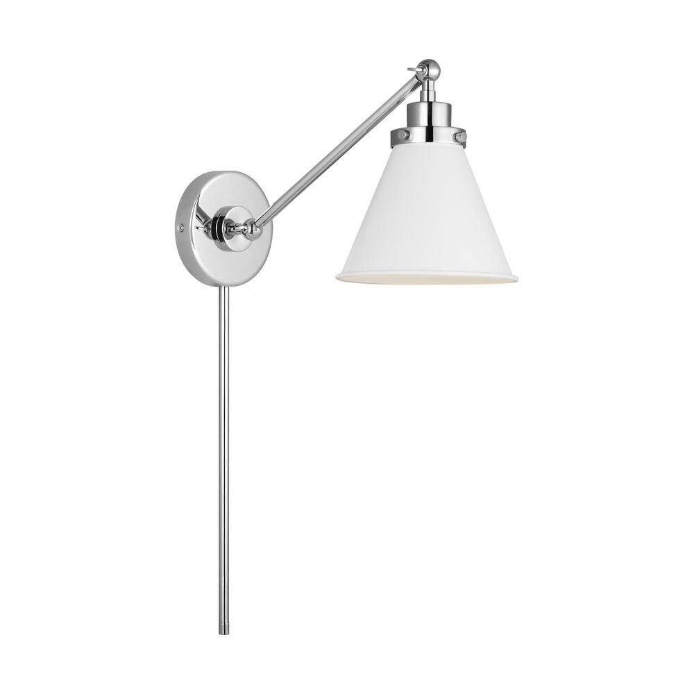 Wellfleet 8.75" Matte White & Polished Nickel Industrial Sconce