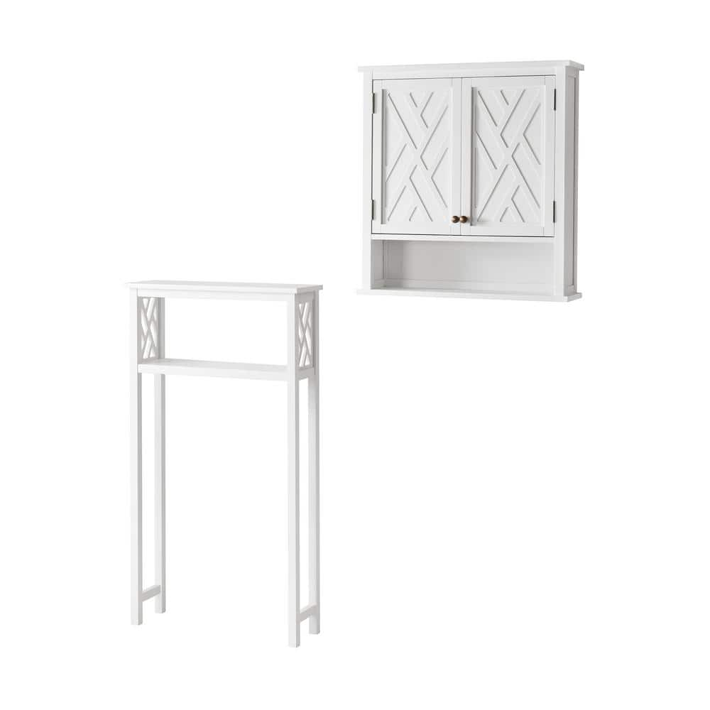 Alaterre Coventry Over Toilet Open Storage Shelf, Wall Mounted Bath Storage Cabinet with Two Doors and Open Shelf