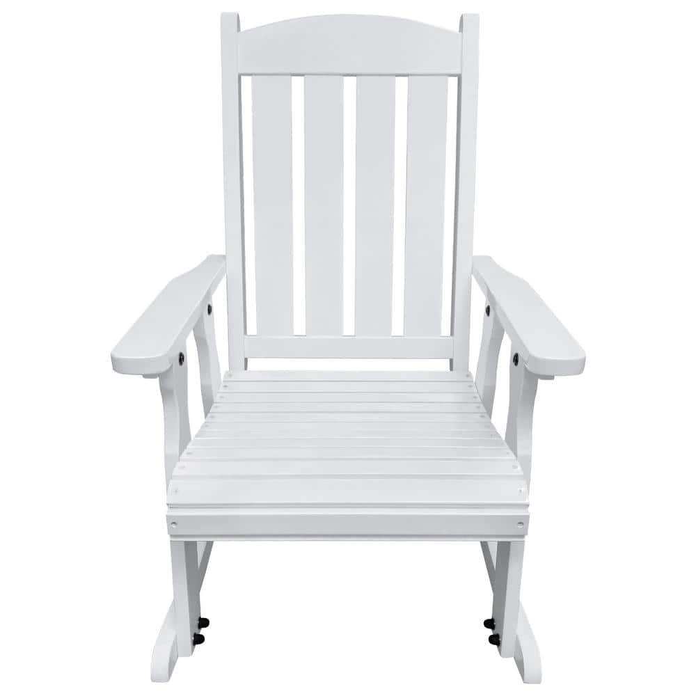 Innovaze Solid Wood Rocking Chair for Indoor or Outdoor Patio and Porch, White