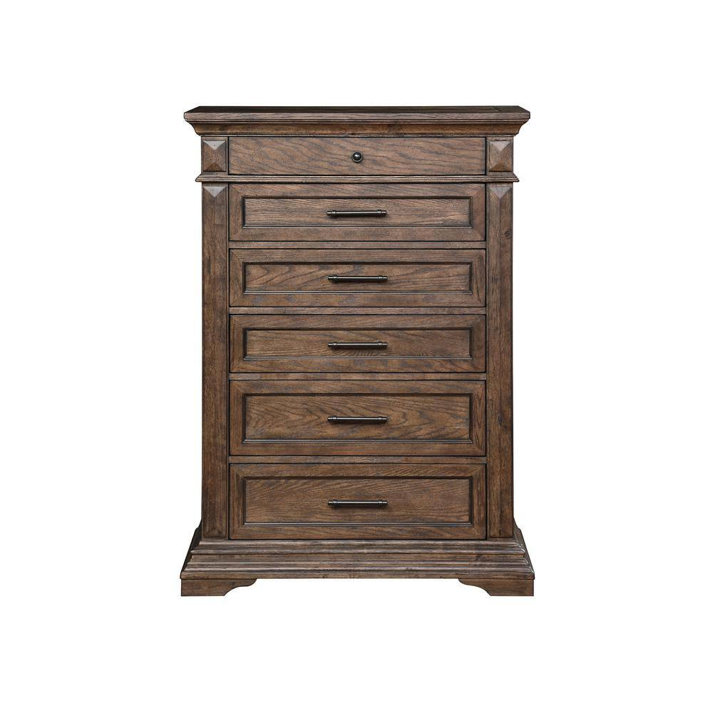 New Classic Furniture Mar Vista Solid Wood 6-Drawer Chest in Brushed Walnut