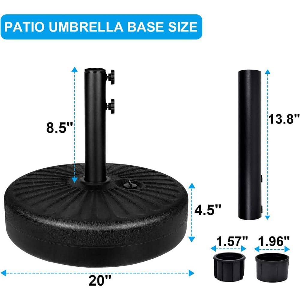 Simple Deluxe 20 in. Heavy Duty Round Patio Umbrella Base in Black with Steel Holder for Outdoor, Lawn, Garden