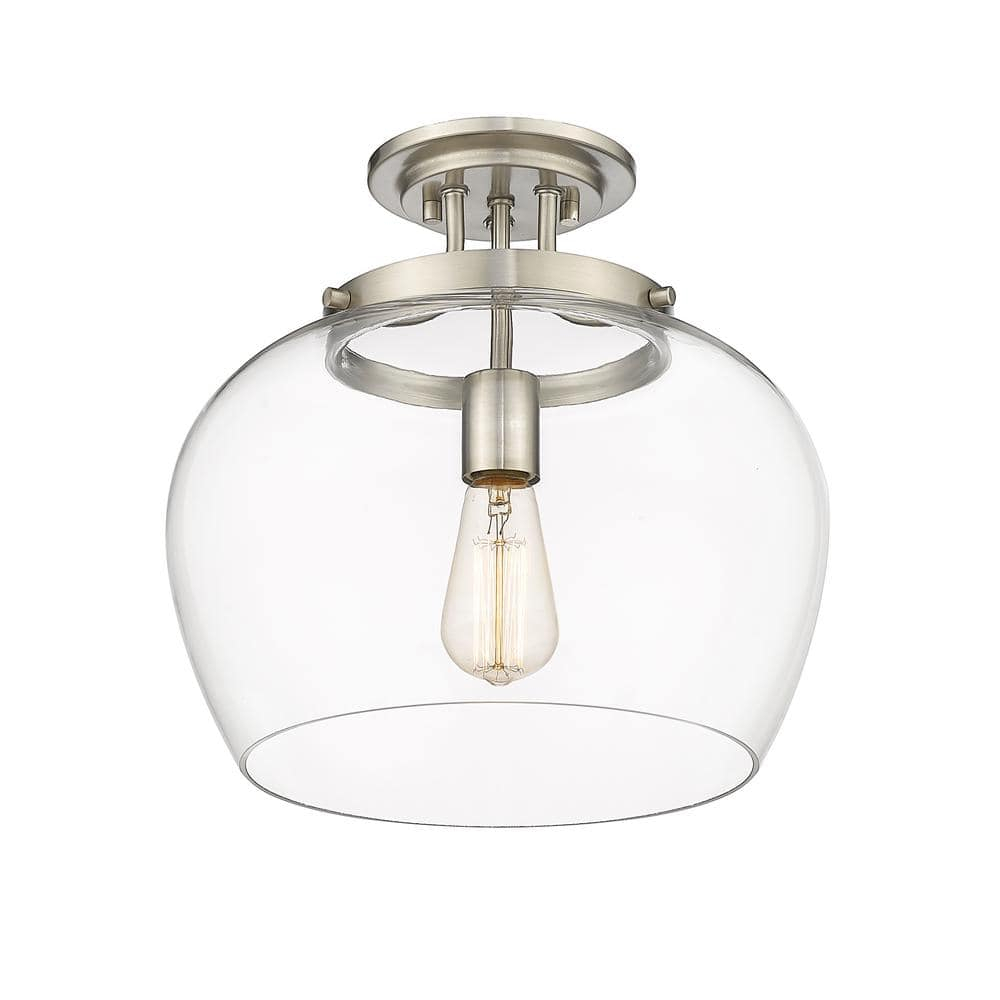 Joliet 13" Brushed Nickel Semi-Flush Mount with Bordeaux Glass Shade