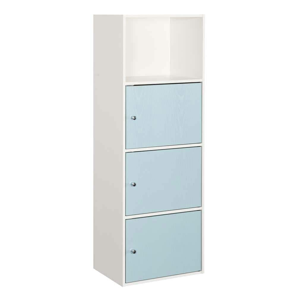 Convenience Concepts Xtra Storage 3 Door Cabinet with Shelf, White/Sea Foam Blue