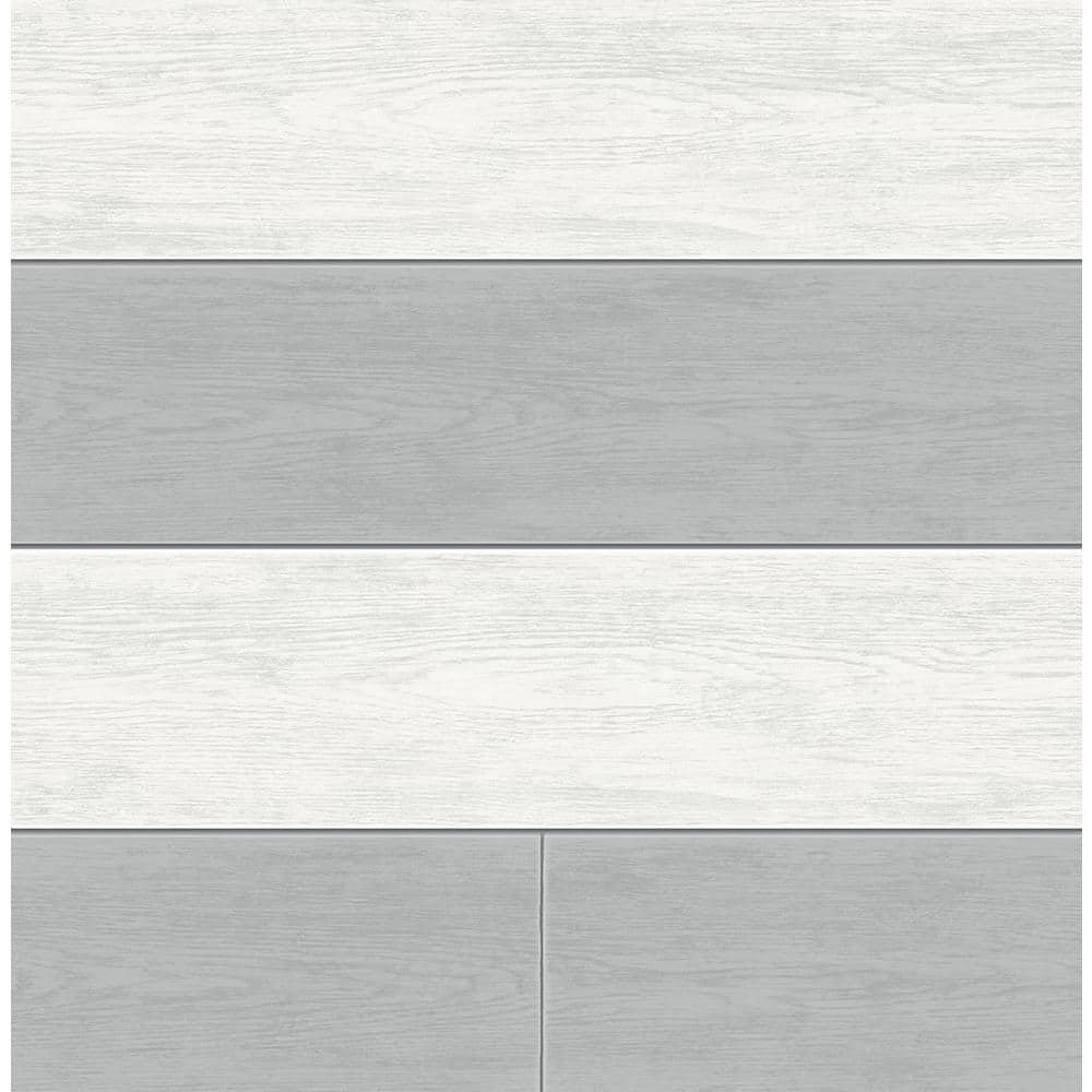 NextWall Argos Grey Two Toned Shiplap Peel and Stick Wallpaper