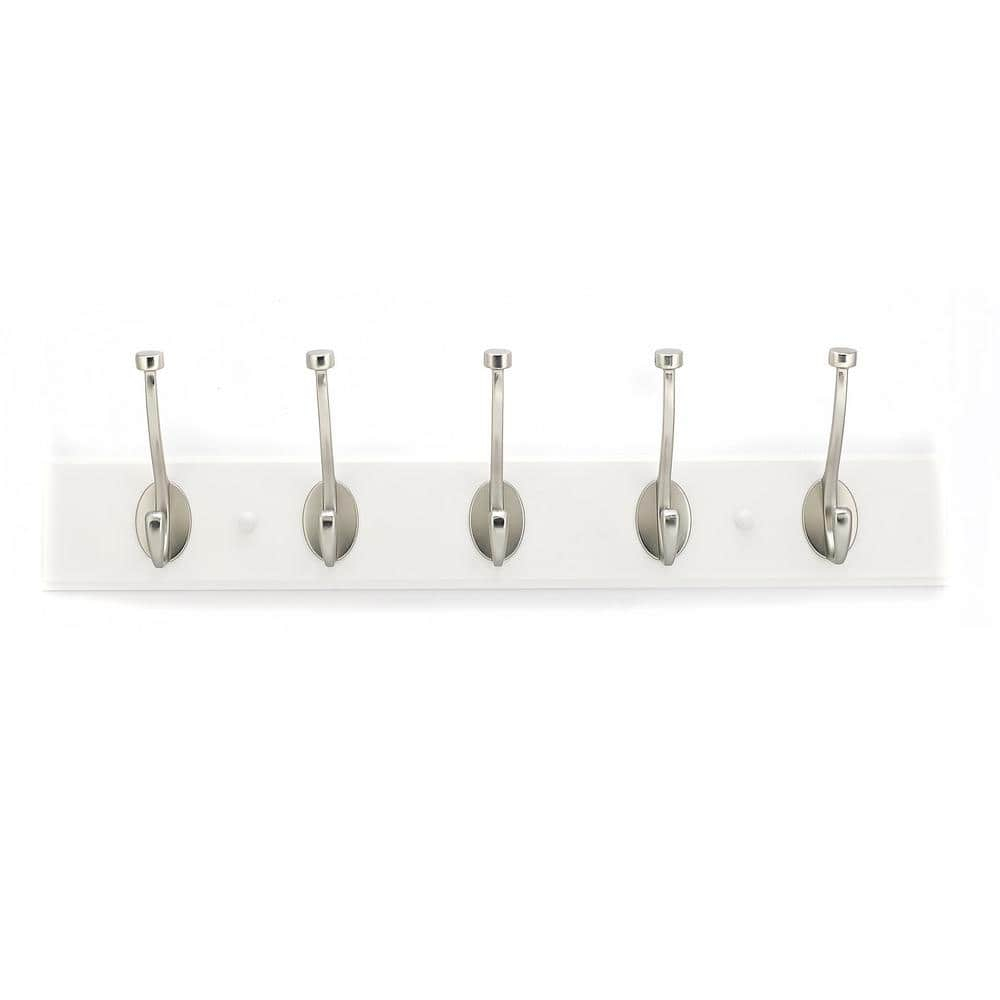 25-5/8 in. (650 mm) White and Brushed Nickel Transitional Hook Rack